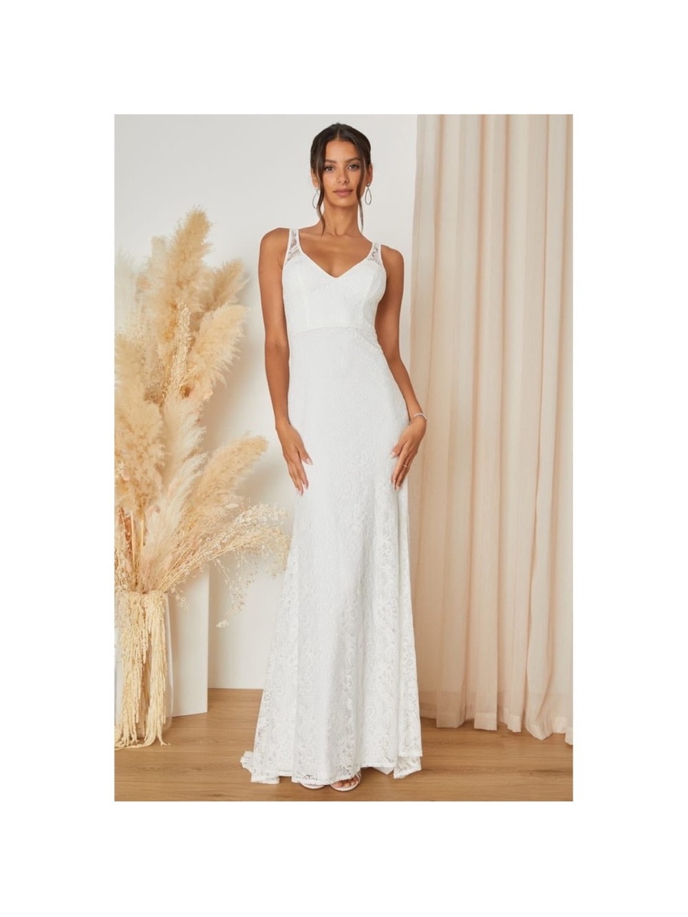 Lulus Beloved Eternity White Lace Sleeveless Maxi Dress-M